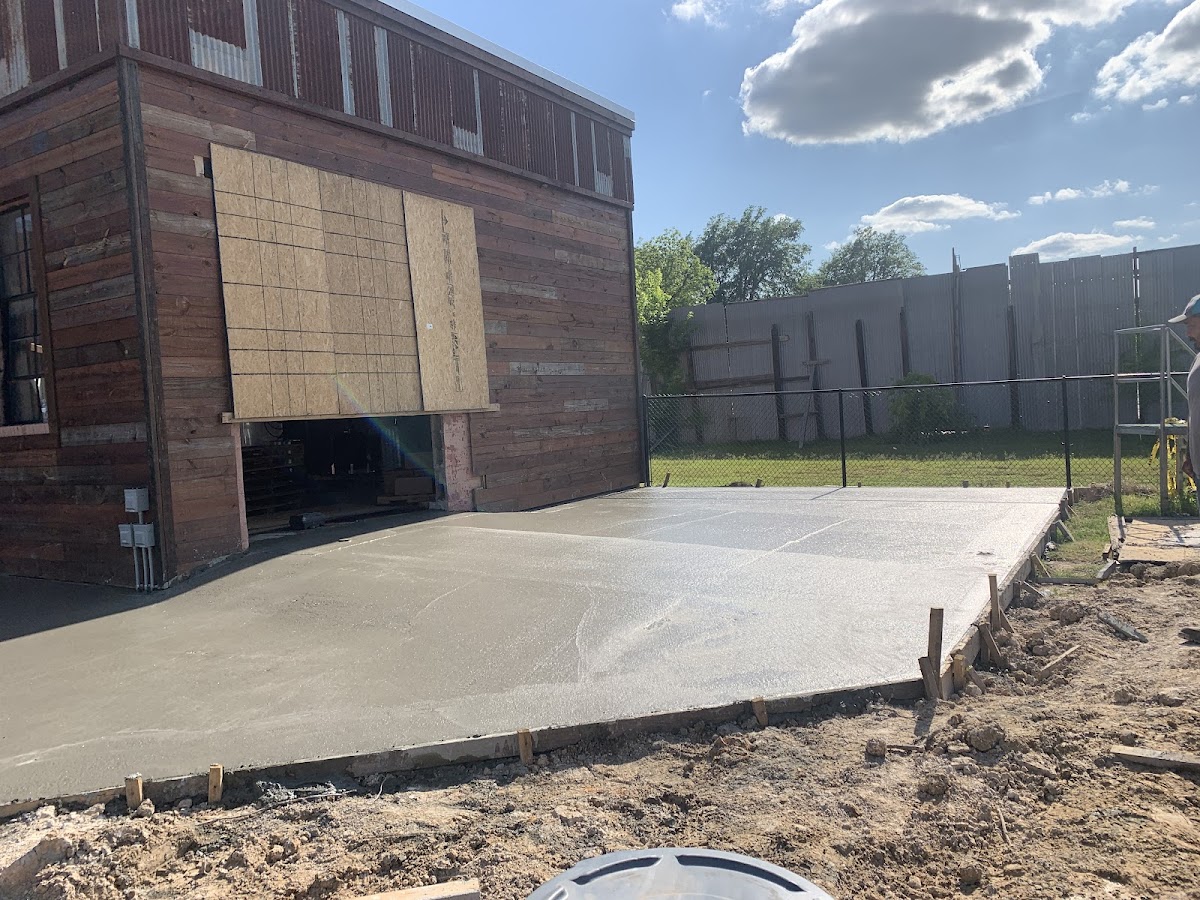 Fresh concrete slab pour