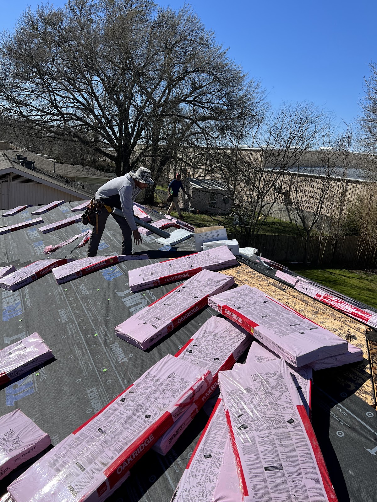 Roof replacement in progress